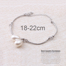 Load image into Gallery viewer, Real 925 sterling silver bracelet women,adjustable natural pearl bracelet annivesary best gift