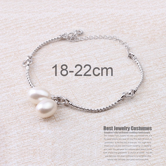 Real 925 sterling silver bracelet women,adjustable natural pearl bracelet annivesary best gift