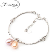 Load image into Gallery viewer, Real 925 sterling silver bracelet women,adjustable natural pearl bracelet annivesary best gift