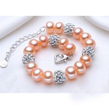 Load image into Gallery viewer, Real Beautiful pearl bracelet women,wedding cultured white pearl bracelet 925 silver jewlery girl birthd gift box