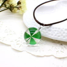 Load image into Gallery viewer, Real Dried Dandelion Pendant Necklace Glass Ball Plant flower Crystal feather Long Strip Leather rope Chain Gift Collier Femme