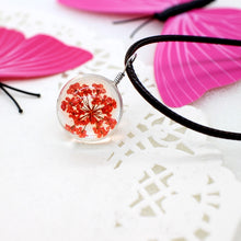 Load image into Gallery viewer, Real Dried Dandelion Pendant Necklace Glass Ball Plant flower Crystal feather Long Strip Leather rope Chain Gift Collier Femme