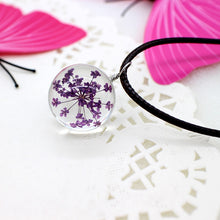 Load image into Gallery viewer, Real Dried Dandelion Pendant Necklace Glass Ball Plant flower Crystal feather Long Strip Leather rope Chain Gift Collier Femme
