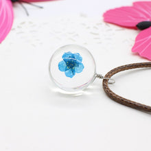 Load image into Gallery viewer, Real Dried Dandelion Pendant Necklace Glass Ball Plant flower Crystal feather Long Strip Leather rope Chain Gift Collier Femme