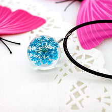 Load image into Gallery viewer, Real Dried Dandelion Pendant Necklace Glass Ball Plant flower Crystal feather Long Strip Leather rope Chain Gift Collier Femme