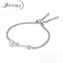 Load image into Gallery viewer, Real Pearl Bracelet 925 Sterling Silver Bracelets Chain For Women Jewelry Adjustable Girlfriend Best Birthd Gift