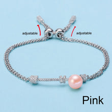 Load image into Gallery viewer, Real Pearl Bracelet 925 Sterling Silver Bracelets Chain For Women Jewelry Adjustable Girlfriend Best Birthd Gift