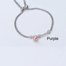 Load image into Gallery viewer, Real Pearl Bracelet 925 Sterling Silver Bracelets Chain For Women Jewelry Adjustable Girlfriend Best Birthd Gift