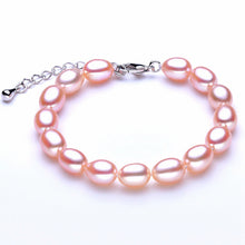 Load image into Gallery viewer, Real Natural Pearl Bracelet 925 sterling silver Clasp,Wedding Cultured Pearl Bracelet Beads daughter gift