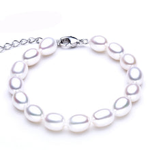 Load image into Gallery viewer, Real Natural Pearl Bracelet 925 sterling silver Clasp,Wedding Cultured Pearl Bracelet Beads daughter gift