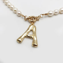 Load image into Gallery viewer, Real Pearl Necklace Choker Alphabet A-Z Initial Pearl Necklace Stainless Steel Buckle GoldColor Pendant Freshwater Pearl Jewelry