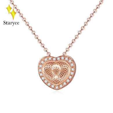 Real Solid 18K Au750 Rose Gold VS H 0.09CT Natural Diamond Heart Shape Chain Pendant Necklace For Women Jewelry Engagement Gift