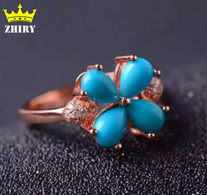 Real Turquoise ring 100% natural gem stone genuine solid sterling silver women jewelry lady rings