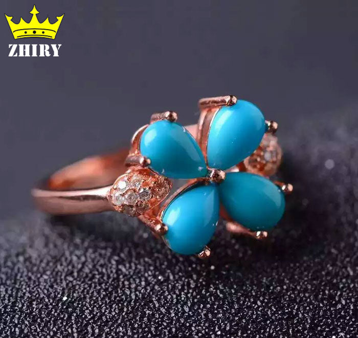 Real Turquoise ring 100% natural gem stone genuine solid sterling silver women jewelry lady rings