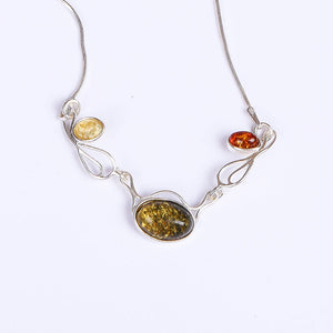 Real amber necklace Necklace 925 sterling silver Natural real amber Fine jewelry Delivery of clavicular necklace