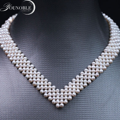 Real pearl choker multilayer necklace,wedding natural pearl necklace women mother statement jewelry lace white gift