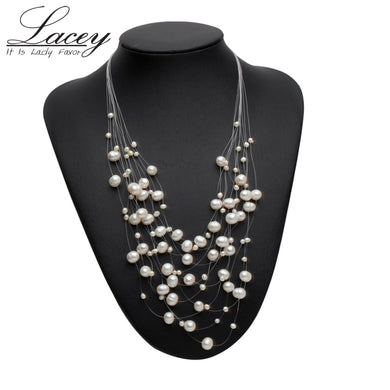 Vera collana di perle naturali gioielli da sposa per donne, moda collana di perle natalizie gioielli da sposa multi fili 