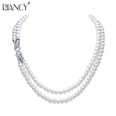 Real natural pearl necklace two strands,long sweater chain pearl necklace fashion jewelry for women, brithd gift