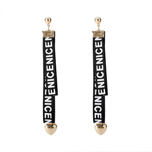 Reative letter ribbon long earrings for women multi-layered asymmetric drop earrings for love earrings girls ear accessories