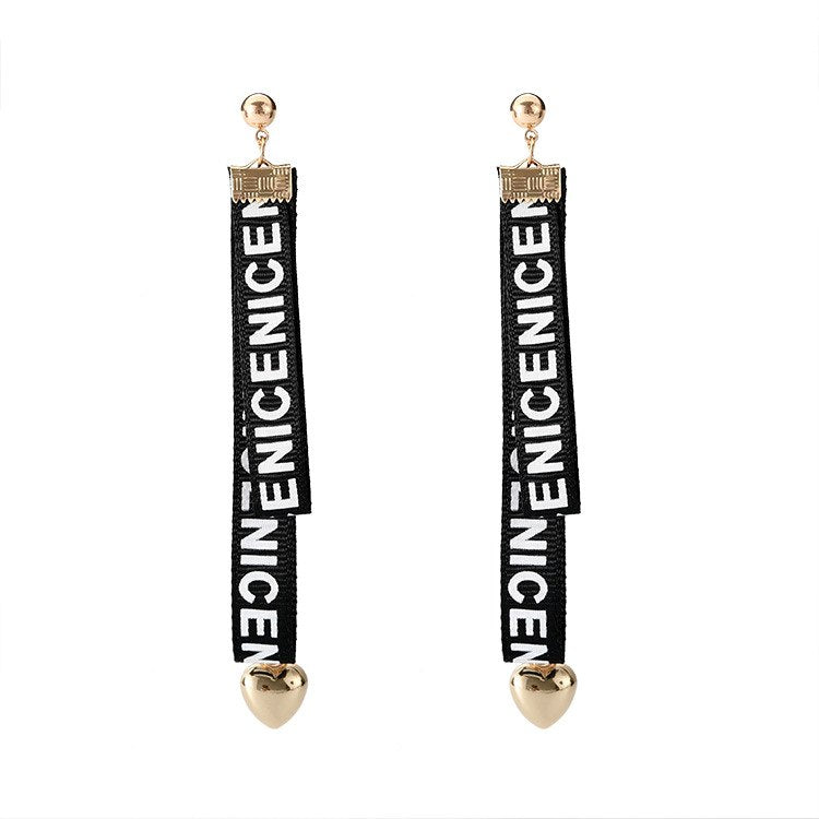 Reative letter ribbon long earrings for women multi-layered asymmetric drop earrings for love earrings girls ear accessories