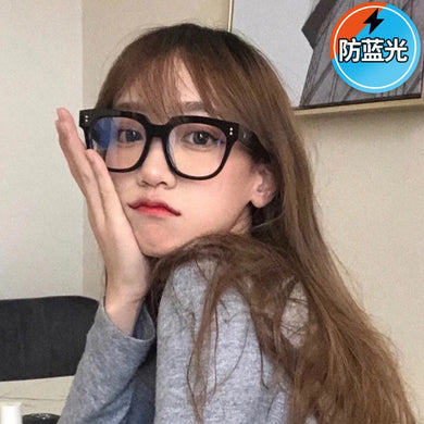 Recommend GM Large Frame Glasses, Anti-blue Light Flat Mirror, Plain Black Frame  for Men and Women with Myopia  Glasses Women