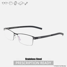 Load image into Gallery viewer, Rectangle Berlin Screwless Eyeglasses Handmade Stainless Steel Glasses Frames Eye Glasses Frames For Men  Designer