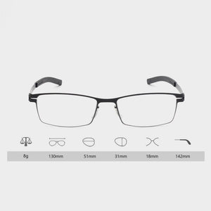 Rectangle Berlin Screwless Eyeglasses Handmade Stainless Steel Glasses Frames Eye Glasses Frames For Men  Designer