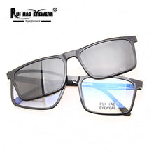 Load image into Gallery viewer, Rectangle Eyeglasses Frame And Clip on Sunglasses Polarized Optical Prescription Glasses Men Spectacles 2124