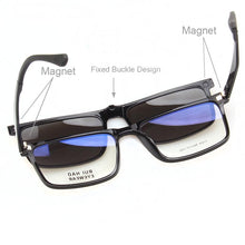 Load image into Gallery viewer, Rectangle Eyeglasses Frame And Clip on Sunglasses Polarized Optical Prescription Glasses Men Spectacles 2124