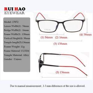 Rectangle Eyeglasses Frame Light ULTEM Glasses Frame Optical Prescription Spectacles Frame Rui Hao Eyewear 17072