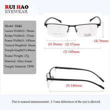 Carica l&#39;immagine nel visualizzatore di Gallery, Rectangle Eyeglasses Frame Men Women Business Optical Glasses Stainless Steel Spectacles Frame Rui Hao Eyewear  8840