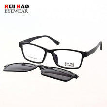 Load image into Gallery viewer, Rectangle Optical Eyeglasses Frame And Magnetic Clip on Sunglasses Spectacles Glasses Frame Prescription Glasses  2076