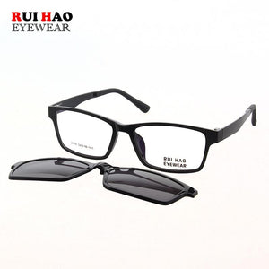 Rectangle Optical Eyeglasses Frame And Magnetic Clip on Sunglasses Spectacles Glasses Frame Prescription Glasses  2076