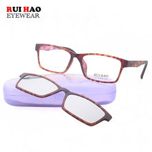 Load image into Gallery viewer, Rectangle Optical Eyeglasses Frame And Magnetic Clip on Sunglasses Spectacles Glasses Frame Prescription Glasses  2076