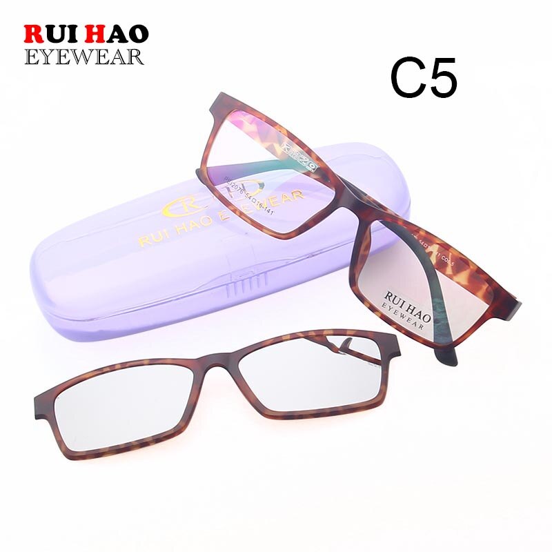 Rectangle Optical Eyeglasses Frame And Magnetic Clip on Sunglasses Spectacles Glasses Frame Prescription Glasses  2076
