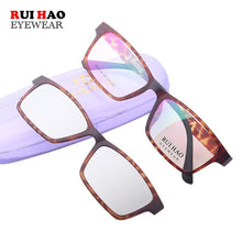 Load image into Gallery viewer, Rectangle Optical Eyeglasses Frame And Magnetic Clip on Sunglasses Spectacles Glasses Frame Prescription Glasses  2076