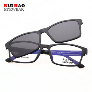 Rectangle Optical Eyeglasses Frame And Magnetic Clip on Sunglasses Spectacles Glasses Frame Prescription Glasses  2076