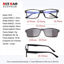 Load image into Gallery viewer, Rectangle Optical Eyeglasses Frame And Magnetic Clip on Sunglasses Spectacles Glasses Frame Prescription Glasses  2076