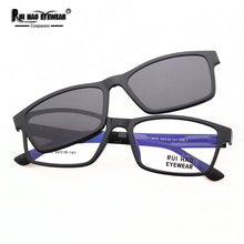 Load image into Gallery viewer, Rectangle Optical Eyeglasses Frame Rui Hao Eyewear Unisex Prescription Glasses Frames Magnetic Polarized Clip on Sunglasses 2076