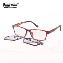 Load image into Gallery viewer, Rectangle Optical Eyeglasses Frame Rui Hao Eyewear Unisex Prescription Glasses Frames Magnetic Polarized Clip on Sunglasses 2076