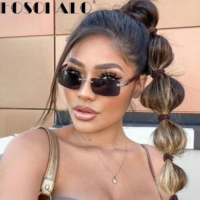 Rectangle Punk Rimless Sunglasses Men Women Vintage Shades UV400 Driving Sun Glass Frameless Gradient Eyewear