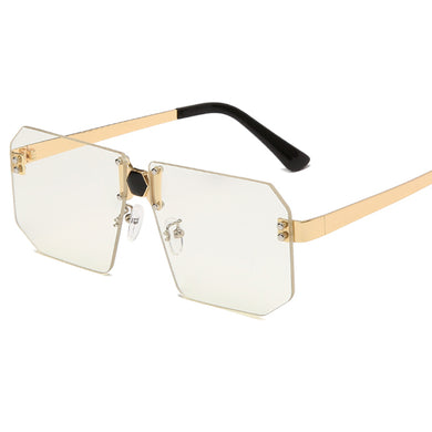 Rectangle Retro Sunglasses Women Oversized Rimless Square Sun Glasses  Transparent Woman Glasses Vintage Eyewear Gafas De