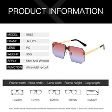 Load image into Gallery viewer, Rectangle Retro Sunglasses Women Oversized Rimless Square Sun Glasses  Transparent Woman Glasses Vintage Eyewear Gafas De