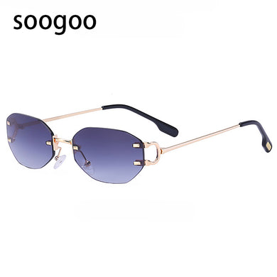 Rectangle Rimless Sunglasses For Men 2023 Retro Irregular Sun Glasses Women  Brand Designer Eyewear UV400 Lunettes