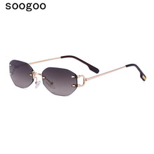 Load image into Gallery viewer, Rectangle Rimless Sunglasses For Men 2023 Retro Irregular Sun Glasses Women  Brand Designer Eyewear UV400 Lunettes