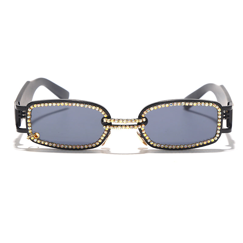 Rectangle Sunglasses Women  Brand Designer Punk Sun Glasses Men Rhinestone Steampunk Sunglasses Clear Lens Feminino