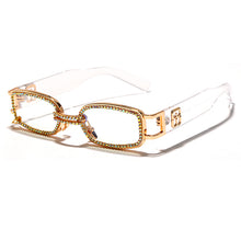 Load image into Gallery viewer, Rectangle Sunglasses Women  Brand Designer Punk Sun Glasses Men Rhinestone Steampunk Sunglasses Clear Lens Feminino