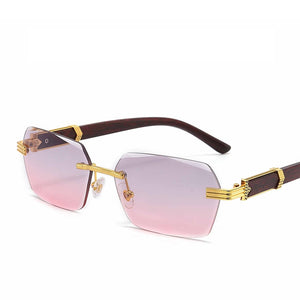 Rectangle Sunglasses Women Men Rimless Vintage Eyeglasses  Brand Designer Sun Glasses Framless Shades Retro Eyewear UV400