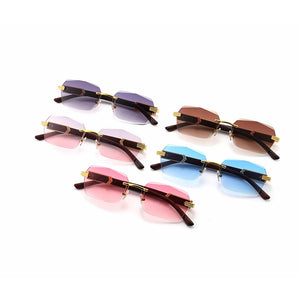 Rectangle Sunglasses Women Men Rimless Vintage Eyeglasses  Brand Designer Sun Glasses Framless Shades Retro Eyewear UV400