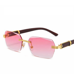 Rectangle Sunglasses Women Men Rimless Vintage Eyeglasses  Brand Designer Sun Glasses Framless Shades Retro Eyewear UV400